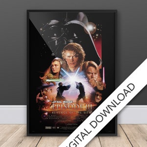 Póster de la película Star Wars: Episodio III - La venganza de los Sith - Descarga de póster digital, Jpeg de 300 ppp, tamaño A3 y tabloide, pósters de películas