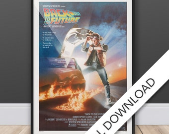 Back To The Future - Póster de película - Descarga de póster digital, Jpeg de 300 ppp, tamaño A3 y tabloide, carteles de películas de los 80