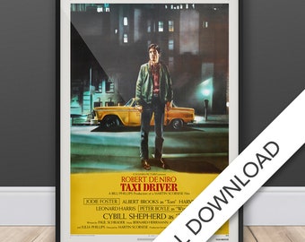 Taxi Driver Movie Poster - Digital Poster Download, 300dpi Jpeg, A3 and Tabloid Size, 70's Movie Posters