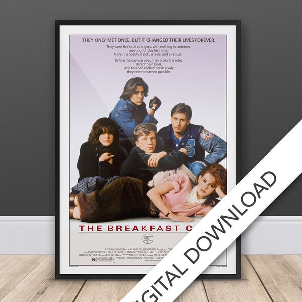 The Breakfast Club - Movie Poster - Digital Poster Download, 300dpi Jpeg, A3 and Tabloid Size, 80's Movie Posters