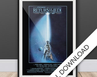 Return Of The Jedi - Movie Poster - Digital Poster Download, 300dpi Jpeg, A3 and Tabloid Size, Star Wars Movie Posters