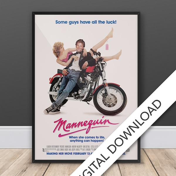 Mannequin Movie Poster - Digital Download, A3 Tabloid, Printable Wall Art Print, Printable Art, 80's Movie Poster, Digital Print, Gift