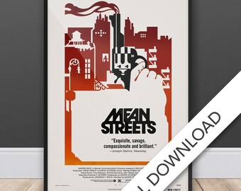 Mean Streets Poster - Digital Poster Download, 300dpi Jpeg, A3 and Tabloid Size, 70's Movie Posters