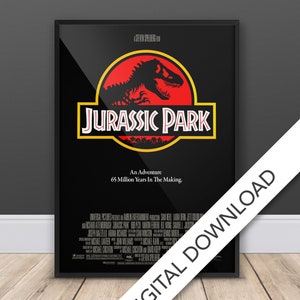 Jurassic Park - Movie Poster - Digital Poster Download, 300dpi Jpeg, A3 and Tabloid Size, 90's Movie Posters