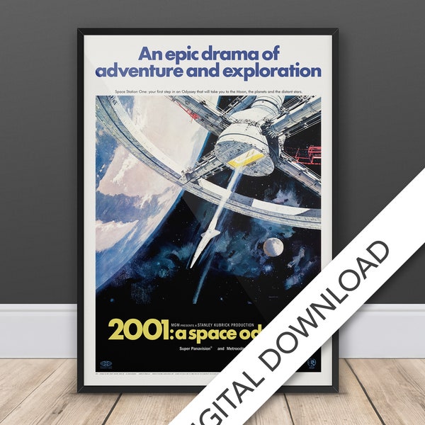 2001: A Space Odyssey - 1968 - Digital Download, Alien Movie Poster, Printable Wall Art Print, Printable Art, 300dpi Jpeg Stanley Kubrick