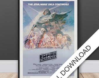 The Empire Strikes Back Movie Poster - Digital Download, Printable Wall Art Print, Printable Art, Poster, Digital Print, Gift, Man Cave