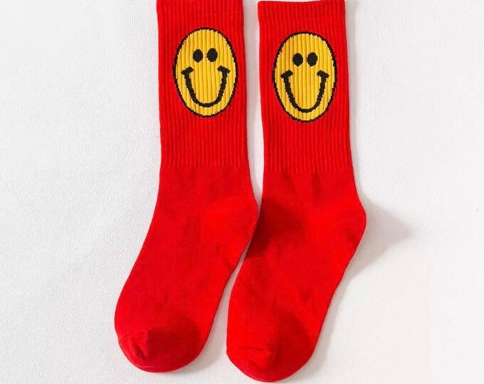 Smiley Face Socks Smiley Face Socks Cartoon Socks Women Socks Neon Color Socks Cartoon