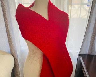 Scarf| crochet scarf| handmade scarf| red scarf| scarves|gift for her|Christmas scarves| Long scarf