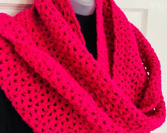 Pink crochet scarf