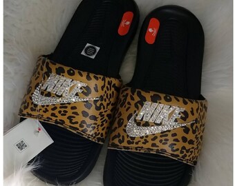 leopard print nike slides