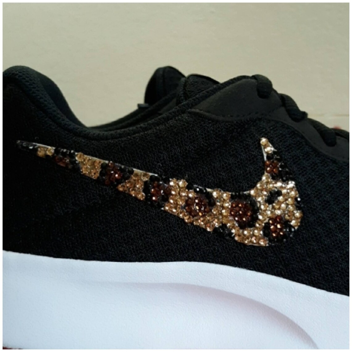 New Black Nike Cheetah Print bling swoosh Swarovski leopard | Etsy
