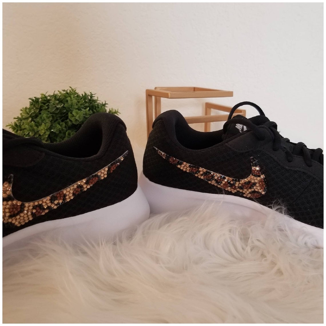 New Black Nike Cheetah Print bling swoosh Swarovski leopard | Etsy