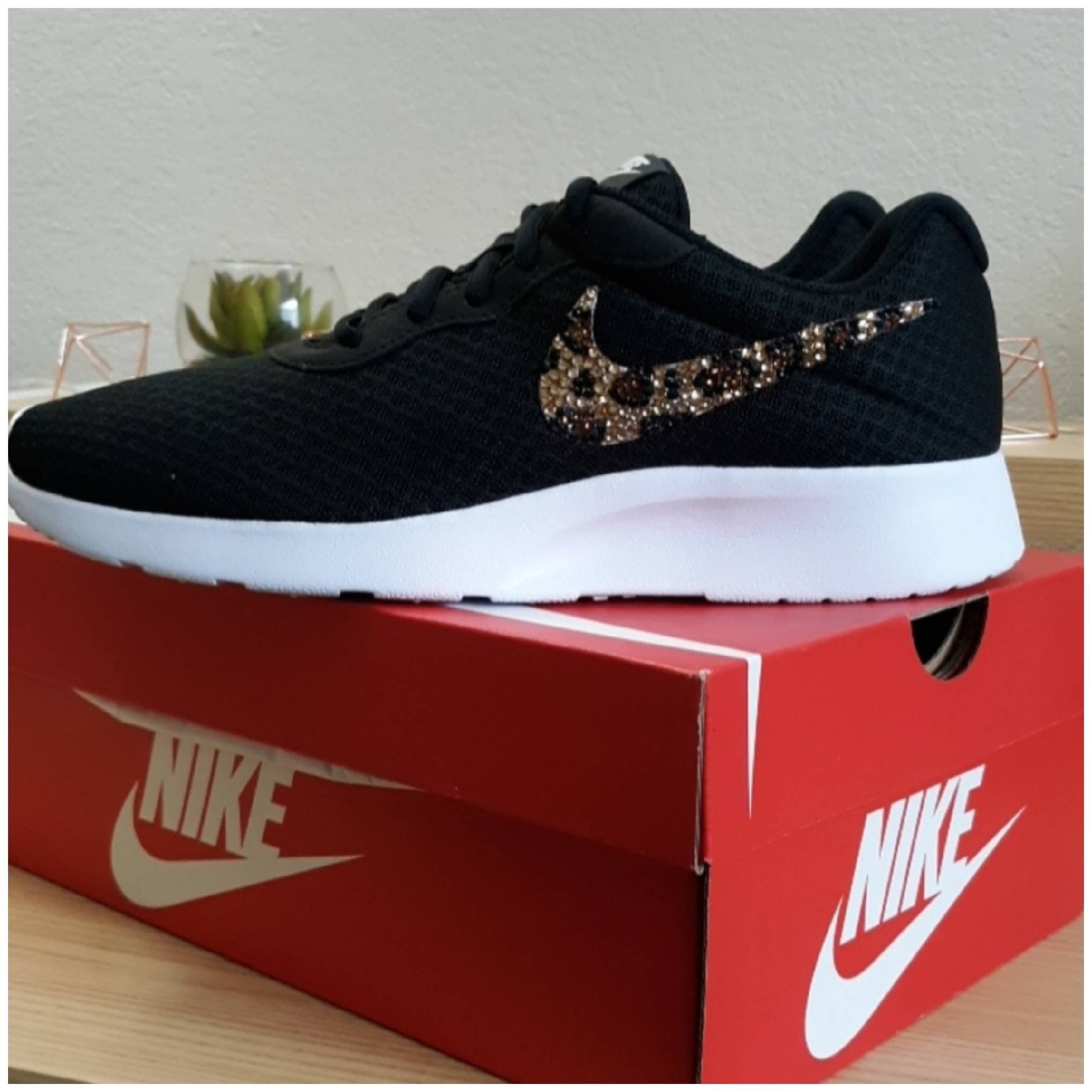 New Black Nike Cheetah Print bling swoosh Swarovski leopard Etsy