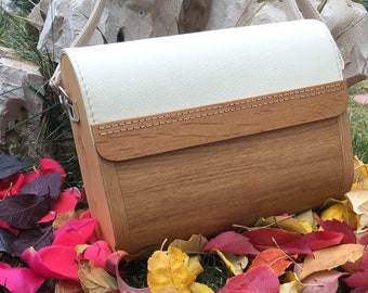 Houten schoudertas: eiken en leren crossbody-handtas