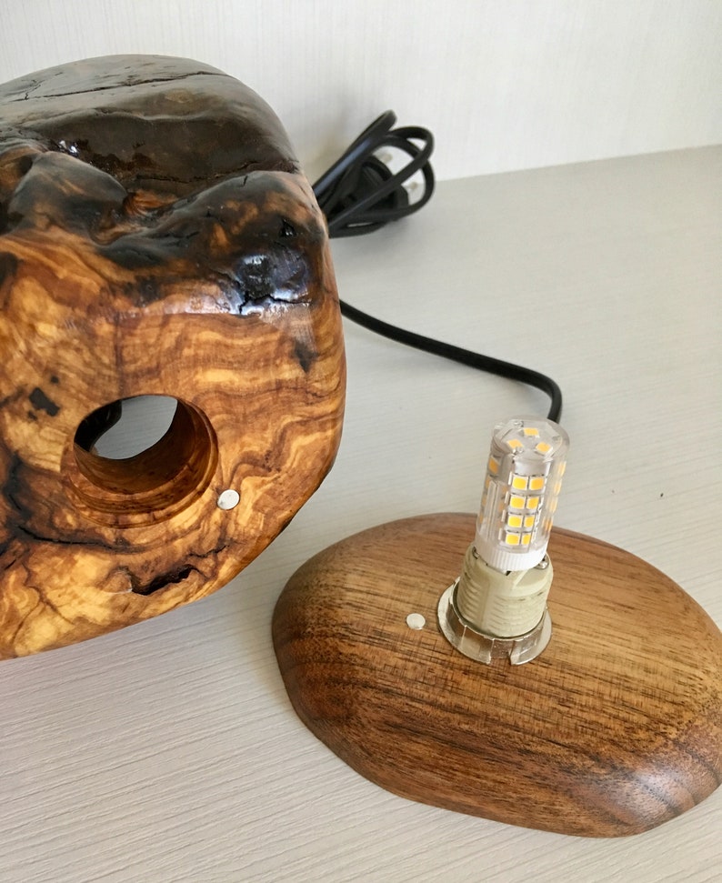 Olive Wood Lamp Wooden Lamp Desk Lamptable Lamp Etsy