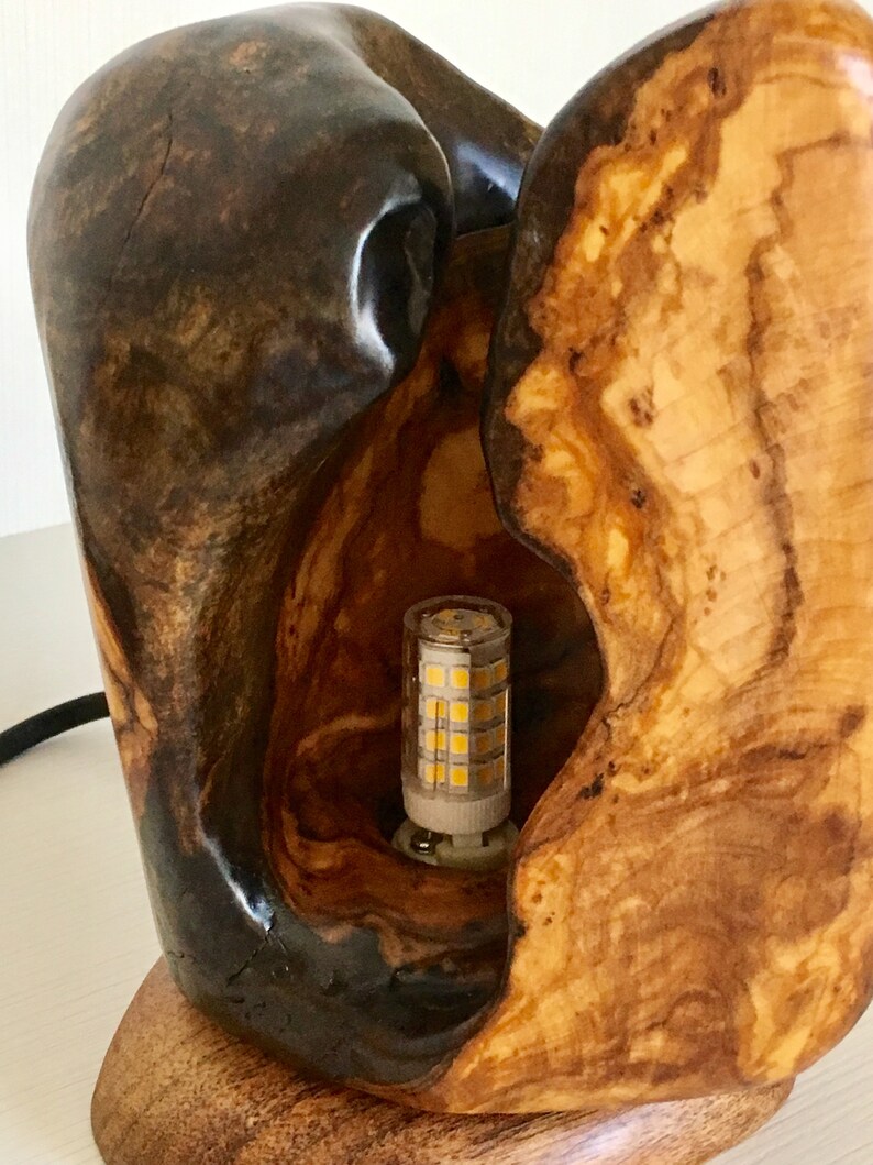 Olive Wood Lamp Wooden Lamp Desk Lamptable Lamp Etsy