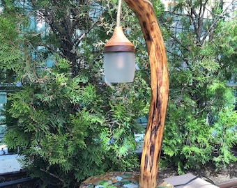 Handgemaakte houten log tafellamp - uniek rustiek decor (220/230 V)