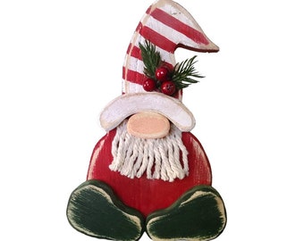 Gnomo de madera de Navidad