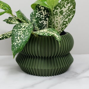 Contemporary 3D Printed Planter - Removable Drainage Insert - Modern Home Decor - 4&quot; Succulent Pot