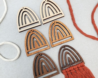 Rainbow Macrame Earring Blanks - DIY Macrame Earrings, Wood Earring Findings, Wood Macrame Parts, Wholesale Earrings