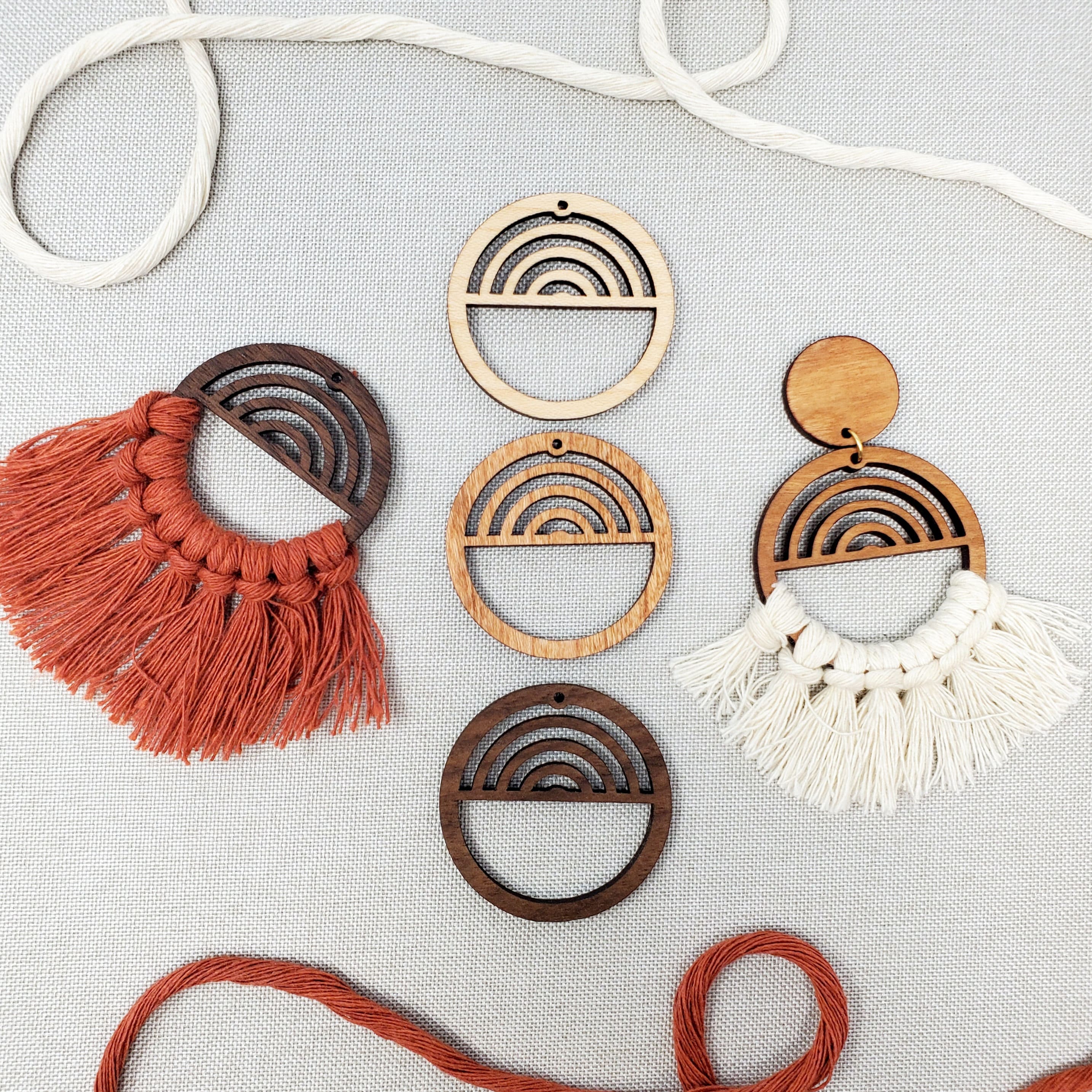 Wood cheap macrame earrings