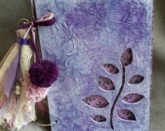 Handmade Loose Ring Bound Journal,  Mixed Media Journal, Sketchbook Journal, Art Junk Journal (purple), Scrapbook Journal, Album Journal.