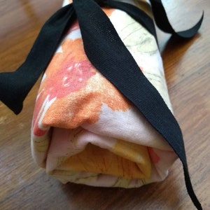 Handmade Double Fabric Pencil Roll, Pencil Case, Pencil Wrap, Pencil Organizer, Roll-Up Pencils, Brushes, Markers and Pens.