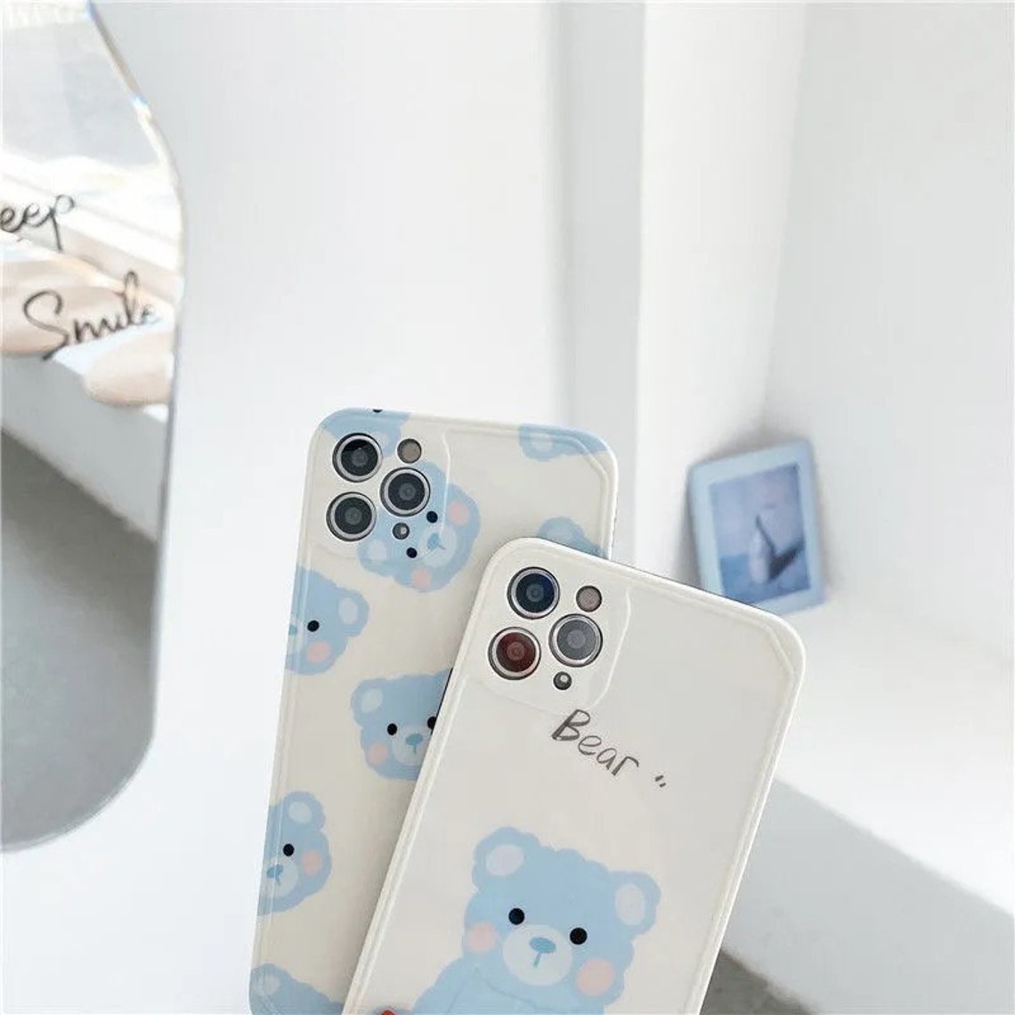 Kawaii Cute Blue White Phone Case / kawaii cute phone case Etsy