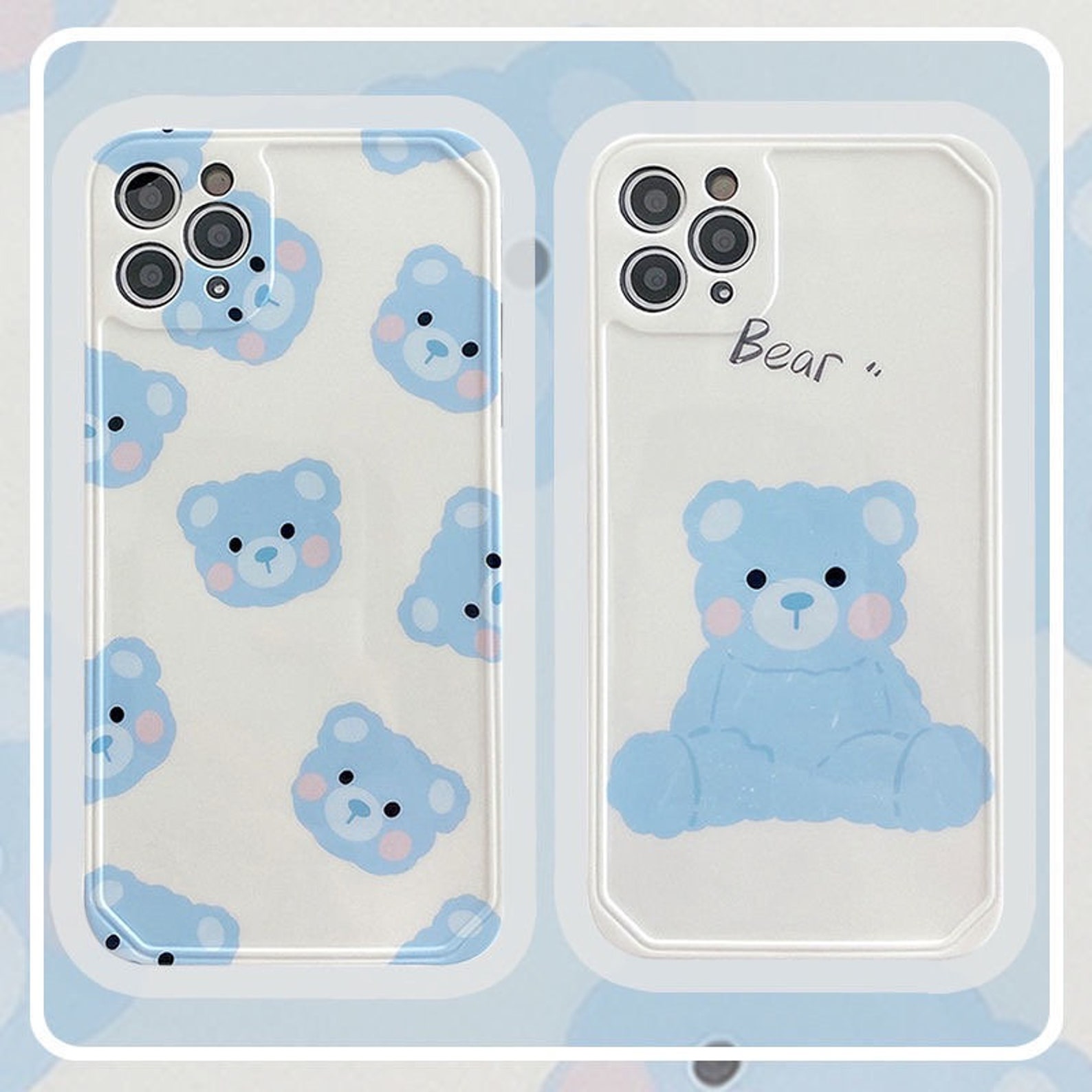 Kawaii Cute Blue White Phone Case / kawaii cute phone case Etsy