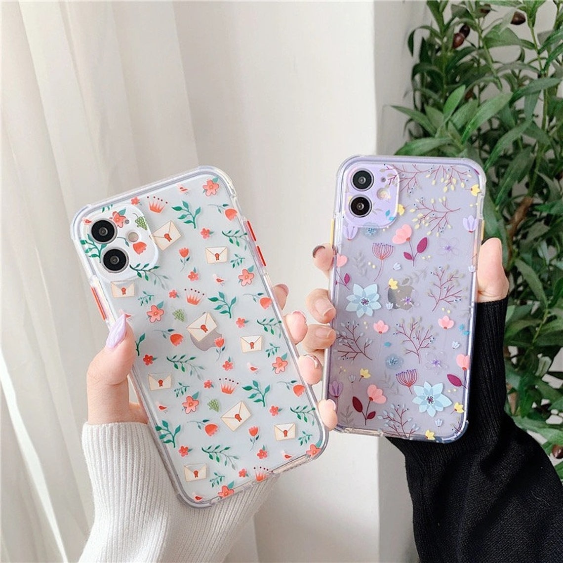 Clear Floral Phone Case/ Flower Phone Case 12/11/6 6s 7 8 Plus Etsy