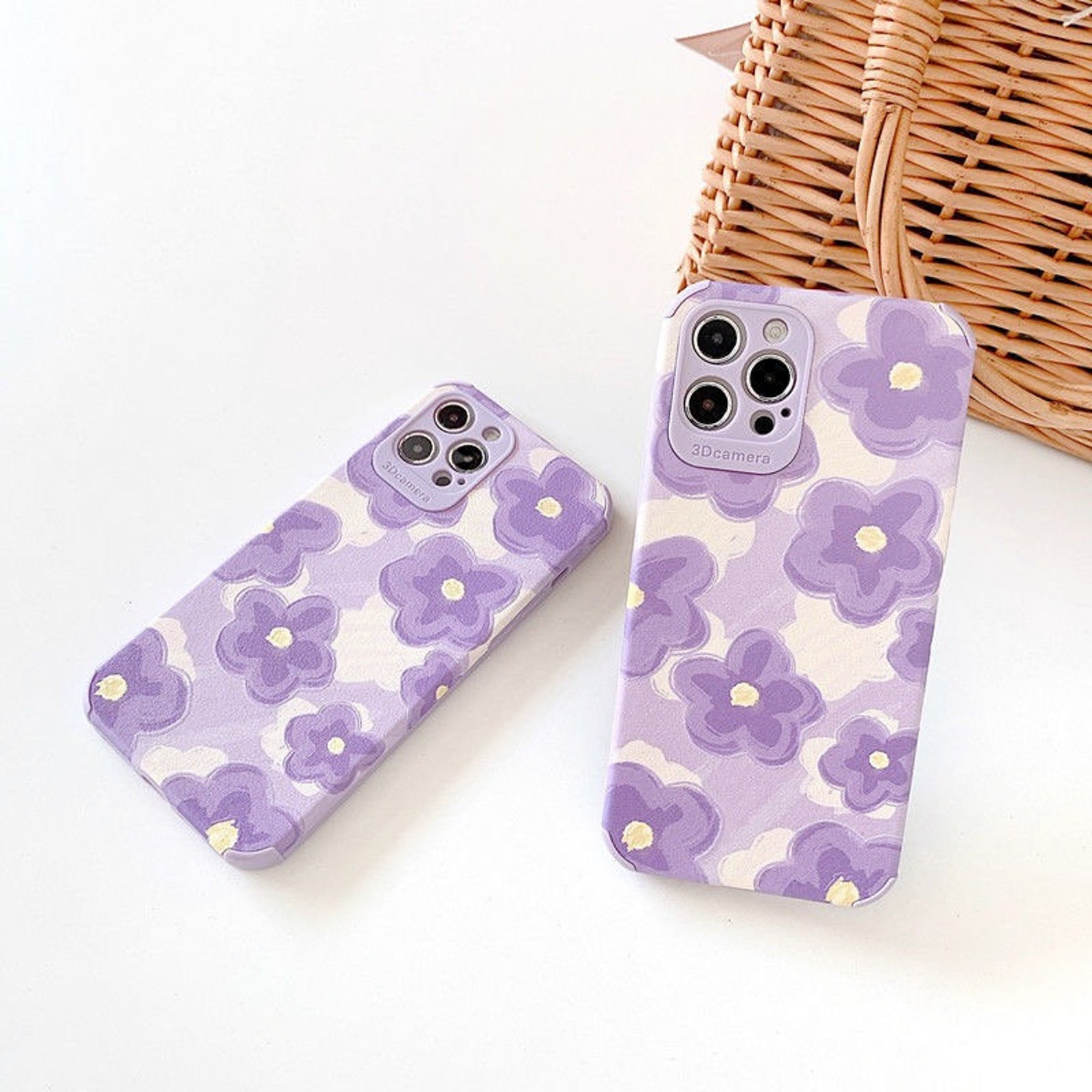 Purple flower silicone phone case / soft phone case for Etsy