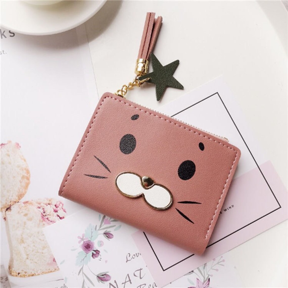 Cute Small Cat Wallet/Purse/Card Holder/Gift for her/Short Etsy