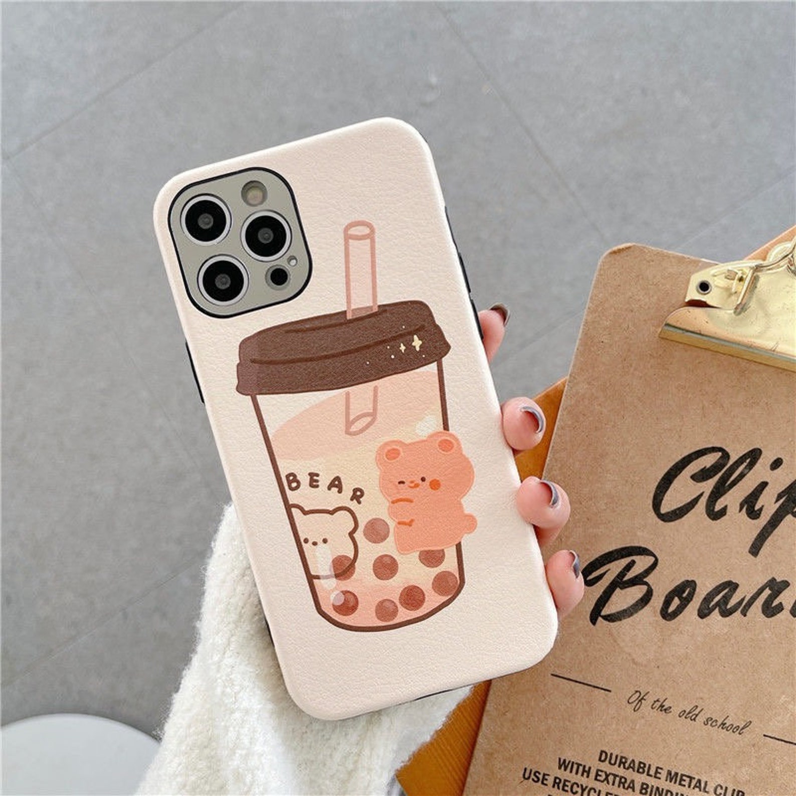 Kawaii cute milktea bear phone case iPhone12/11/6 6s 7 8 Plus Etsy