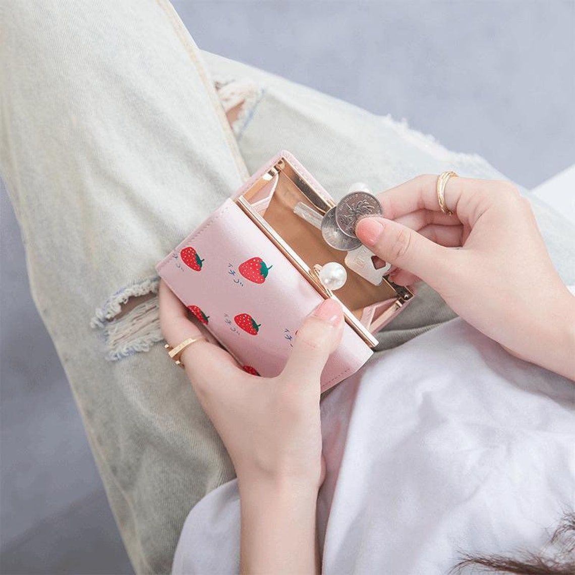 Cute Kawaii Strawberry Wallet/Purse/Card Holder Etsy