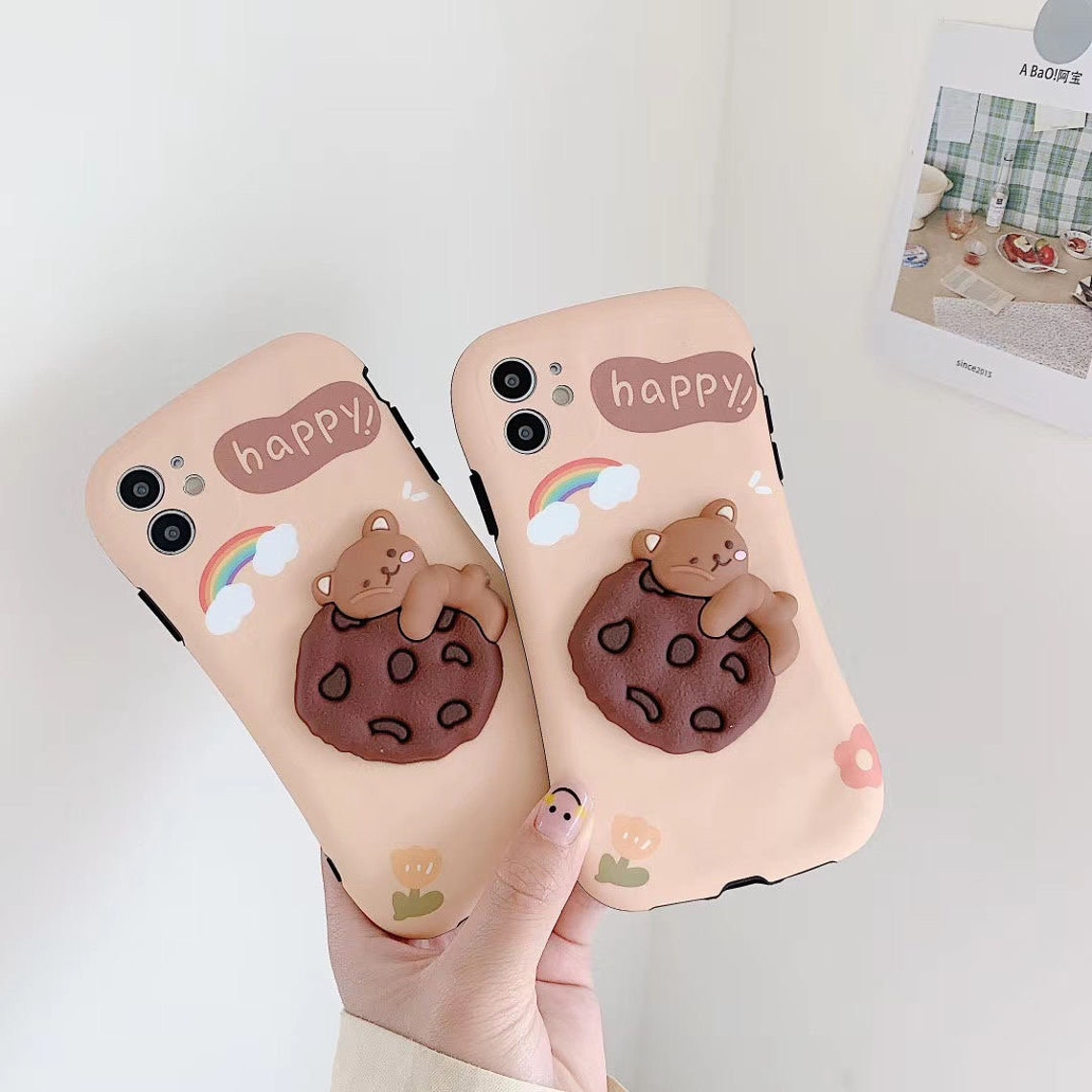 Kawaii cute cartoon bear cookie phone case for iPhone12/11/6 Etsy