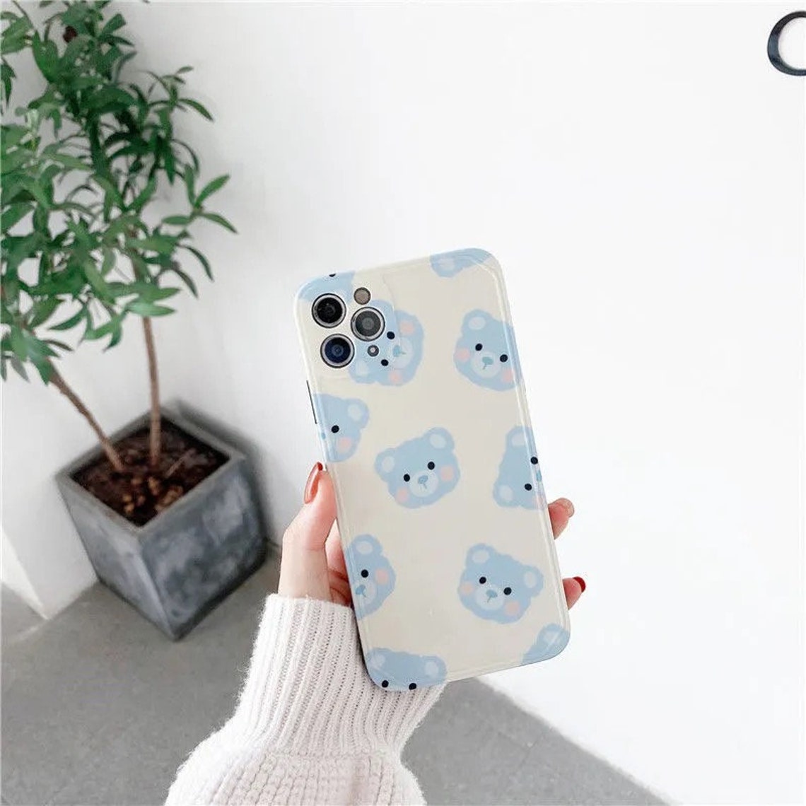 Kawaii Cute Blue White Phone Case / kawaii cute phone case Etsy