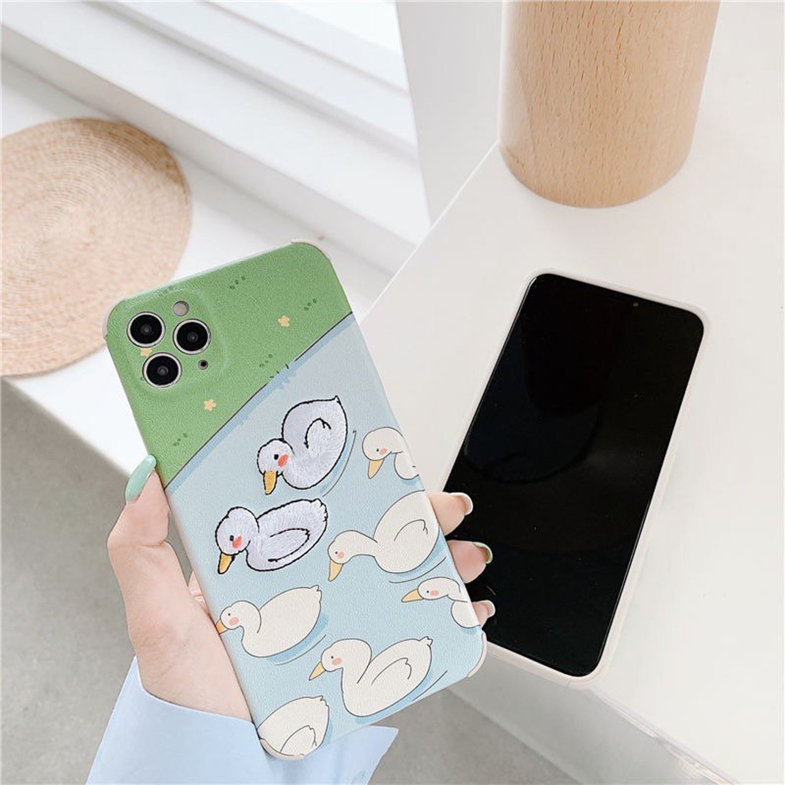 Embroidery cute duck case/ soft tpu phone case/iPhone12/11/6 Etsy