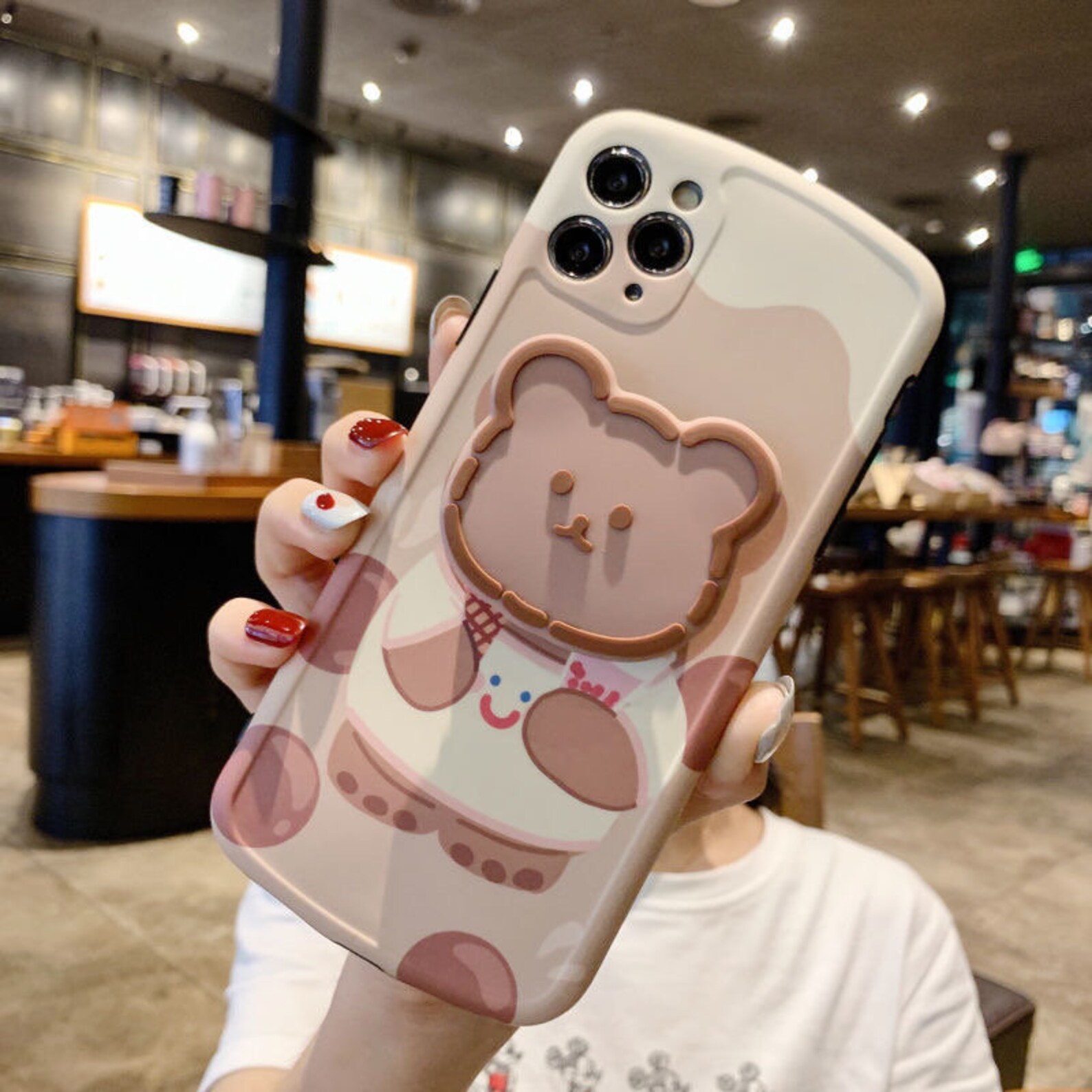 Kawaii cute bear soft case with stand / silicone iPhone case Etsy