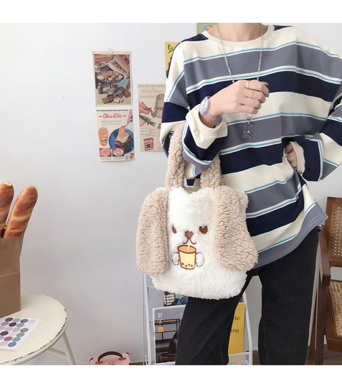 Bear Plush Bag/Lolita Bear Bag/Furry Bag/Fluffy Bag/Japanese | Etsy