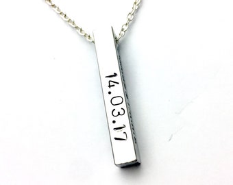 Custom necklace Name Personalised jewellery Christmas Gift for Boyfriend, Bar necklace, silver chain, Long distance boyfriend, gift for him