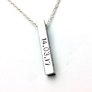 Custom necklace Name Personalised jewellery Christmas Gift for Boyfriend, Bar necklace, silver chain, Long distance boyfriend, gift for him