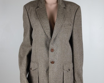 Vintage 70s Dark Academia Tweed Jacket, 70s Wool Jacket,, Mens size Medium, Ladies Size 14, Vintage 70s Coat, Academic Jacket, Retro Jacket