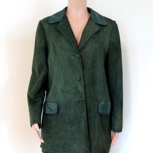 ヴィンテージ 70 年代 スエード ボトル グリーン レザー ジャケット