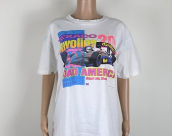 Vintage 90s Texaco Havoline 200 1994 Classic Car Tee Mens Size XL, Fluro 90s Tee, Neon 90s Tee, Car Enthusiast Collectors Item. 1990s Shirt.
