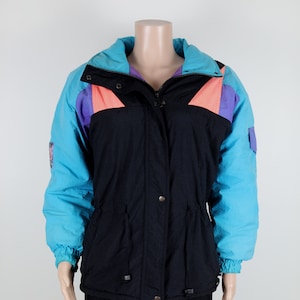 Neon 80's Windbreaker Pink Blue Black Bocoo Size Small