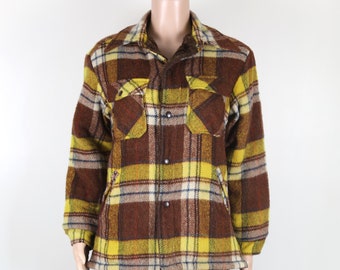 Vintage 70s Plaid Lumberjack Jacket, Fully lined Sherpa jacket, Hunting Jacket. Super Warm. 70s Lumber Jacket,  Size Small Sherpa Jacket
