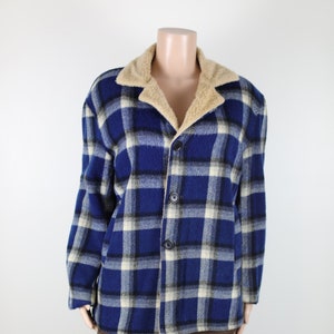 Vintage 70s Blue and Green Plaid Lumberjack Jacket Sherpa Vintage Camping Jacket 70s Plaid Jacket Lumber Jack Jacket 70s Wool Coat Etsy UK
