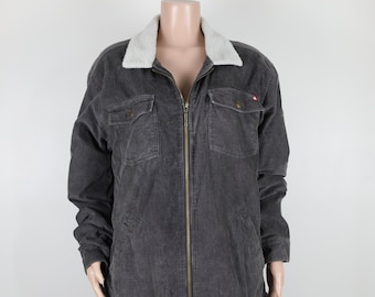 Vintage 90s Corduroy Jacket, Size Large, 90s Sherpa Jacket, 90s Corduroy, Vintage 90s Jacket, Vintage Corduroy, 90s Grey Sherpa Jacket
