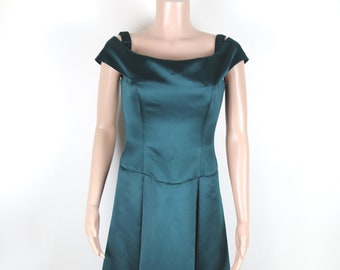 Vintage 90s Formal Dress, Size 10, 90s Green Prom Dress, 90s Green Formal Dress, 90s Off the Shoulder Dress, Vintage Royal Dress, Y2k Formal