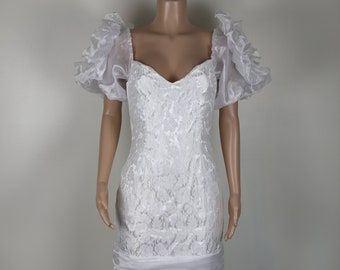 Vintage 80s Wedding Dress, Size 10, labyrinth Dress, Fairycore Dress, Fairy Dress, Vintage Fairy, Faecore, Garden Fairy Dress, 80s Dress